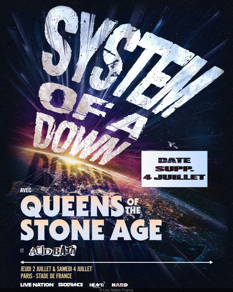 System of a Down - STADE DE FRANCE, PARIS - Jeudi 2 juillet 2026 à 20h